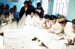 Aymara women at workshop, Bolivia